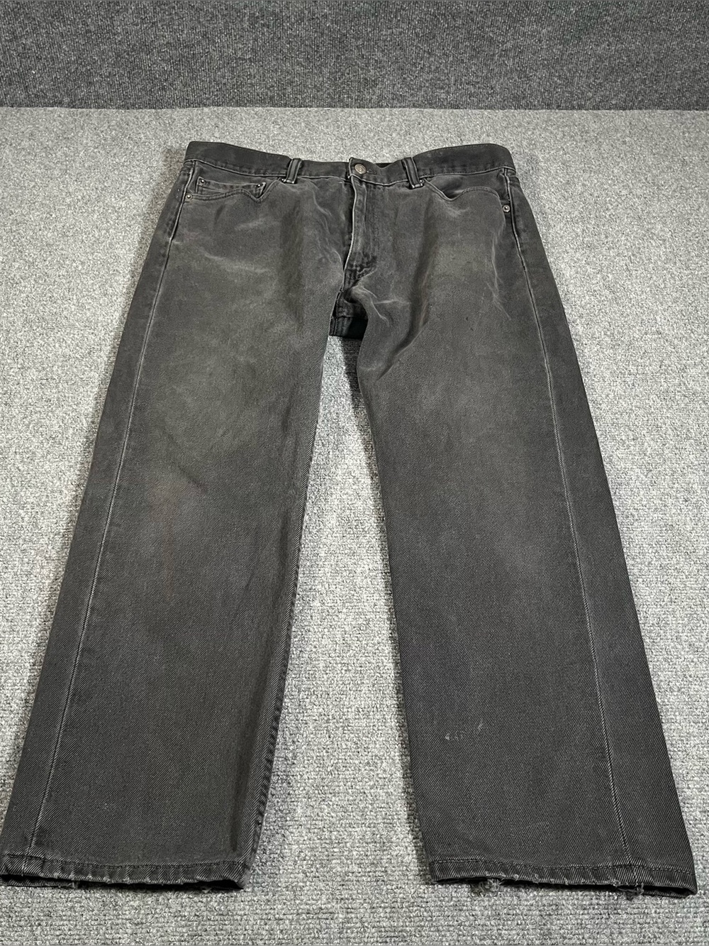 Levis 505 Jeans Mens 38x28 Black Straight Leg Denim Jeans Distressed Y2K